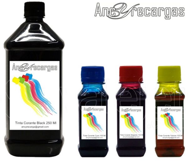 Tinta Corante Black 250 Ml + 100 Ml Cyan / Magenta / Yeloow